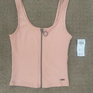 Hollister Blush Zip-Front Crop Top